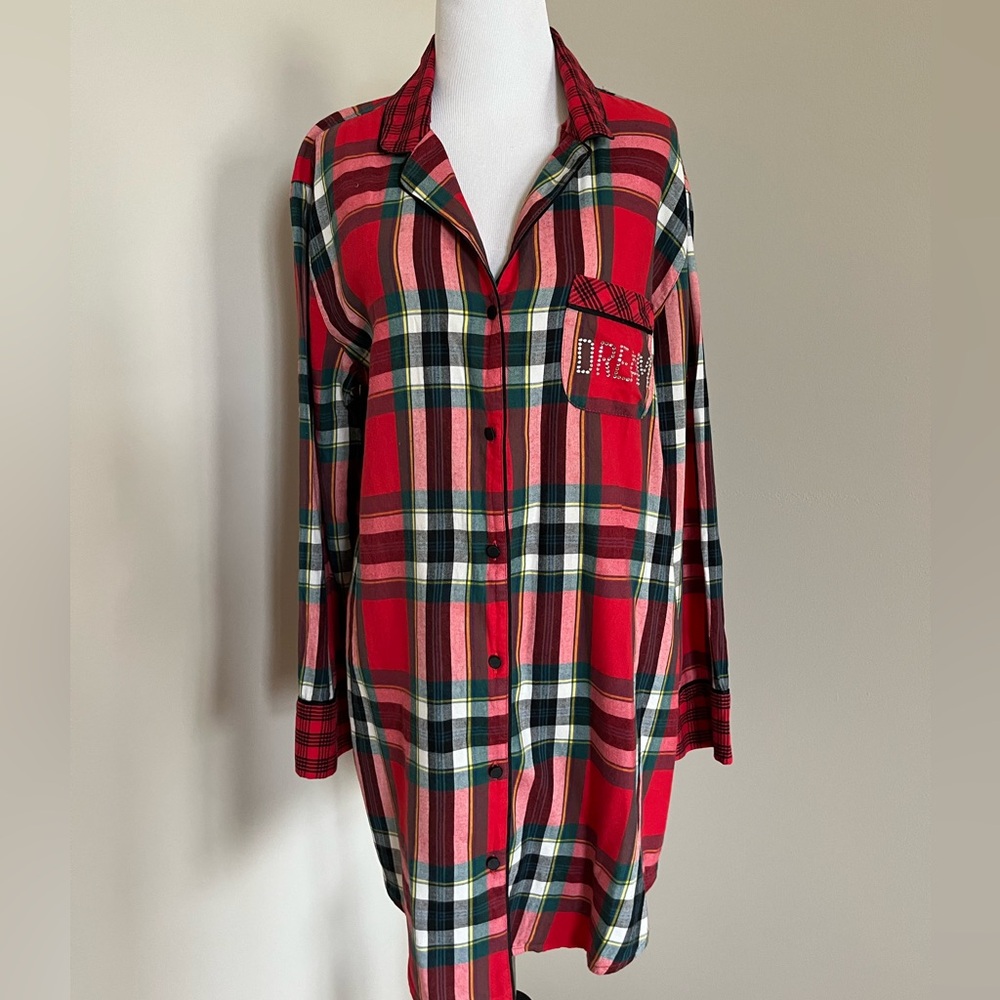 Victoria's Secret Plaid Cotton Nightshirt Size Medium